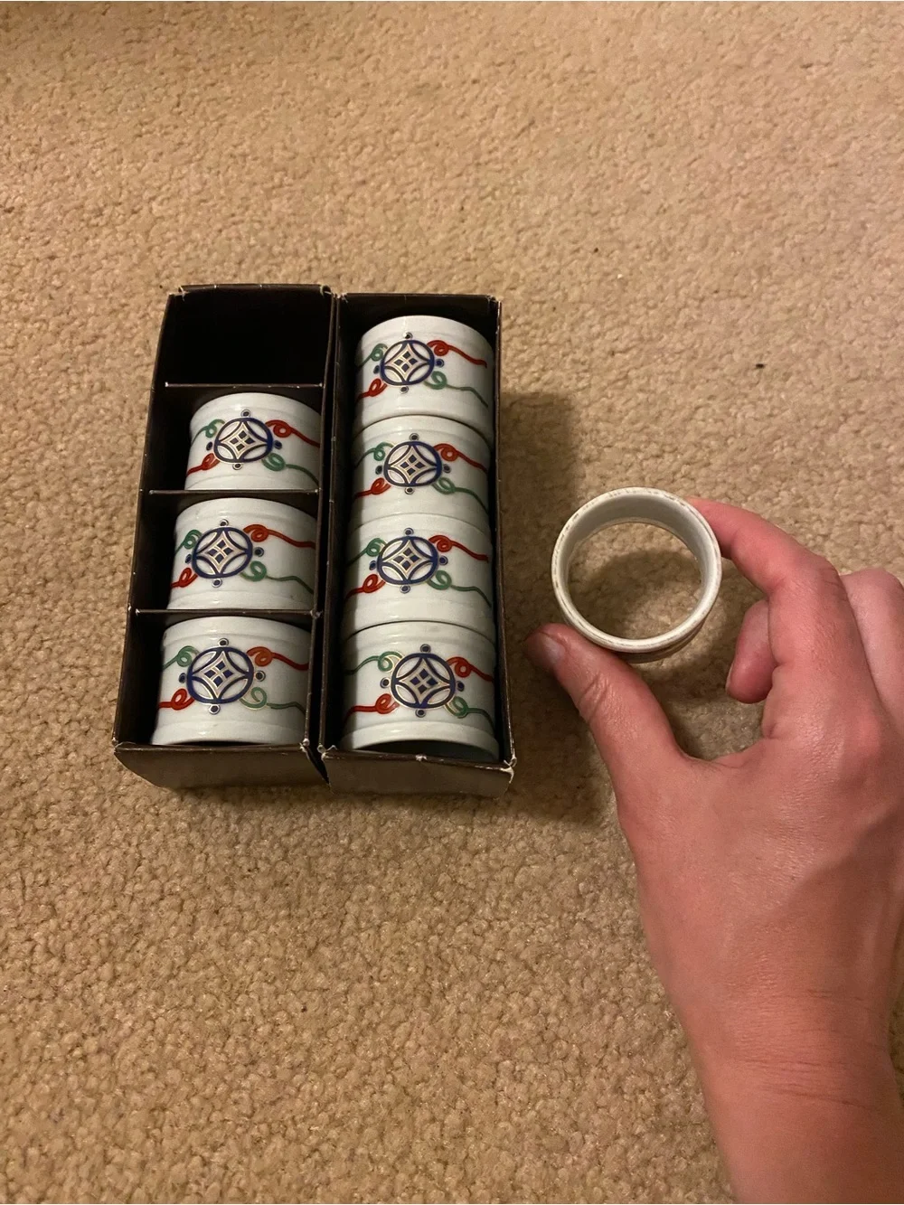 Vintage Imari Porcelain Napkin Rings by Vera Neumann Set of 8